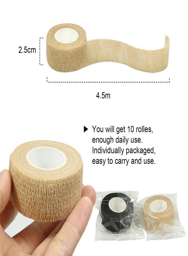GooGou Self Adhesive Wrap Bandage Cohesive Bandage Breathable Self Adherent Wrap for Sprain Swelling and Soreness on Wrist and Ankle 10PCS 1 in X 14.7 ft (Black) - Image 3
